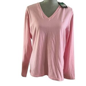Nike training v-neck long sleeve pink T shirt top women’s XL cotton pullover